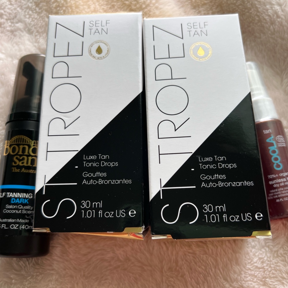 2x St. Tropez Tan Tonic Glow Drops 30 ml + 2 Tanning Trial Size- Brand New